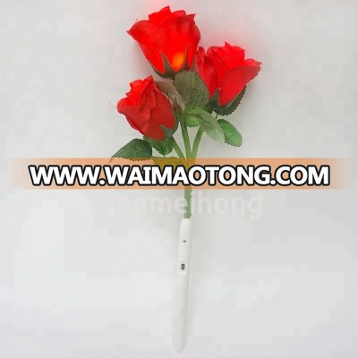 Replaceable Battery LED Red Rose Flower With New Handle Artificial Flower